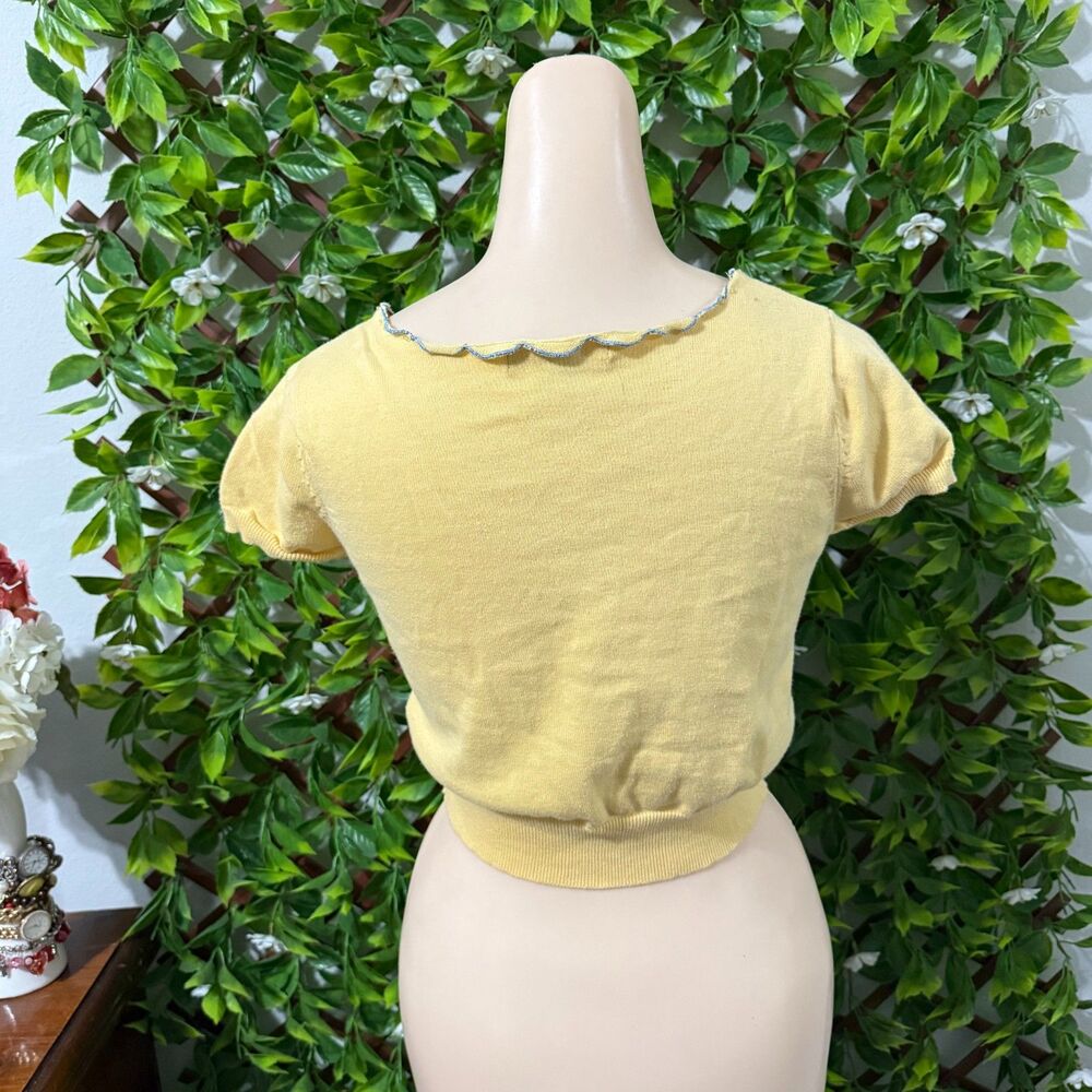 🌼 Vintage Forever 21 Embroidered Puff Sleeve Cardigan – 100% Cotton 🌼 - Picture 2 of 8